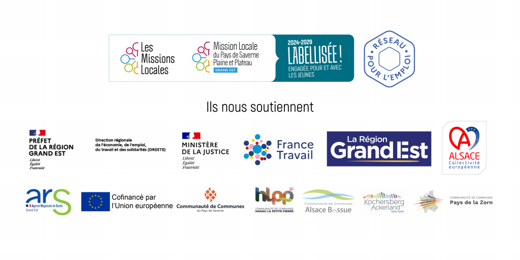 Bannière avec l'ensemble des logos des financeurs de la Mission Locale